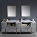 Fresca Torino 96" Gray Modern Double Sink Bathroom Vanity with 3 Side Cabinets and Integrated Sinks FVN62-96GR-UNS