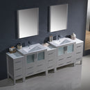 Fresca Torino 96" Gray Modern Double Sink Bathroom Vanity with 3 Side Cabinets and Integrated Sinks FVN62-96GR-UNS