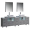 Fresca Torino 96" Gray Modern Double Sink Bathroom Vanity w/ 3 Side Cabinets & Vessel Sinks FVN62-96GR-VSL