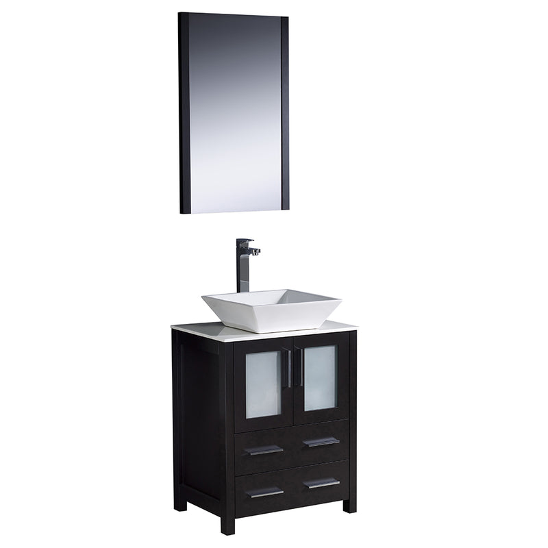 Fresca Torino 24" Espresso Modern Bathroom Vanity w/ Vessel Sink FVN6224ES-VSL