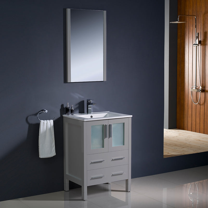 Fresca Torino 24" Gray Modern Bathroom Vanity w/ Integrated Sink FVN6224GR-UNS