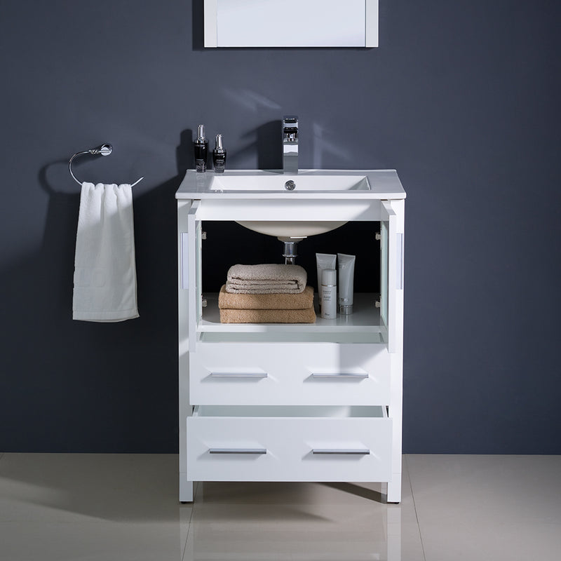 Fresca Torino 24" White Modern Bathroom Vanity with Integrated Sink FVN6224WH-UNS