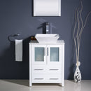 Fresca Torino 24" White Modern Bathroom Vanity with Vessel Sink FVN6224WH-VSL