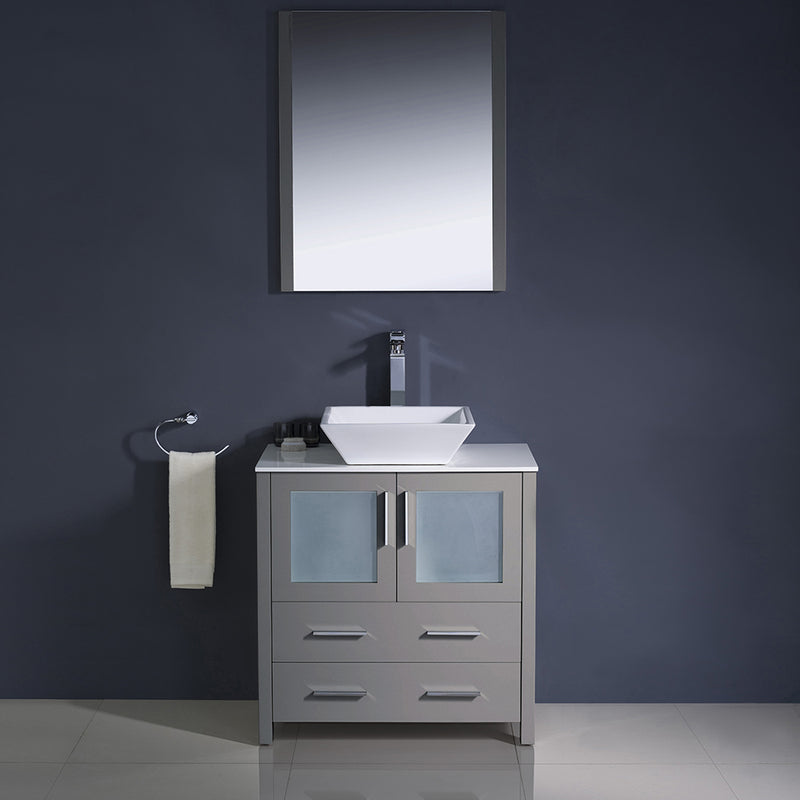 Fresca Torino 30" Gray Modern Bathroom Vanity with Vessel Sink FVN6230GR-VSL