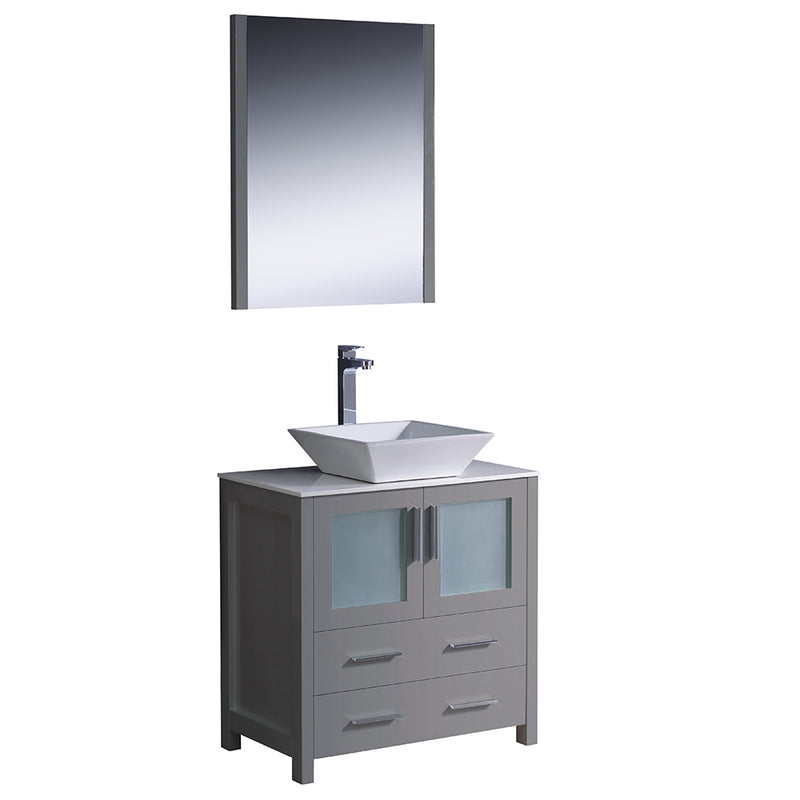 Fresca Torino 30" Gray Modern Bathroom Vanity w/ Vessel Sink FVN6230GR-VSL