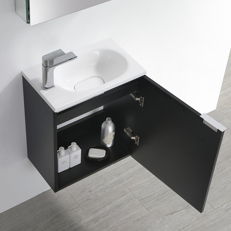 Fresca Valencia 20" Black Wall Hung Modern Bathroom Vanity with Medicine Cabinet FVN8003BW