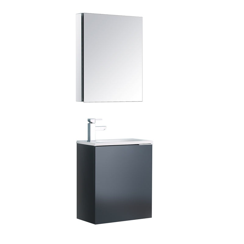 Fresca Valencia 20" Dark Slate Gray Wall Hung Modern Bathroom Vanity w/ Medicine Cabinet FVN8003GG