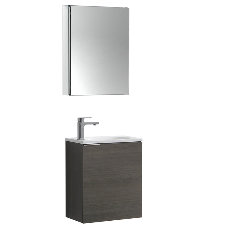 Fresca Valencia 20" Gray Oak Wall Hung Modern Bathroom Vanity w/ Medicine Cabinet FVN8003GO