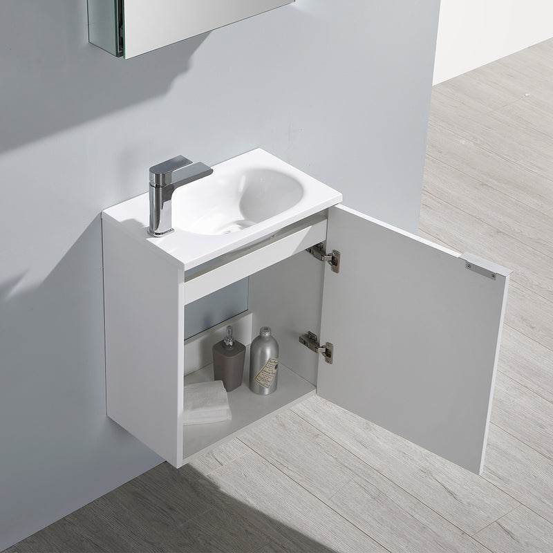 Fresca Valencia 20" Glossy White Wall Hung Modern Bathroom Vanity with Medicine Cabinet FVN8003WH