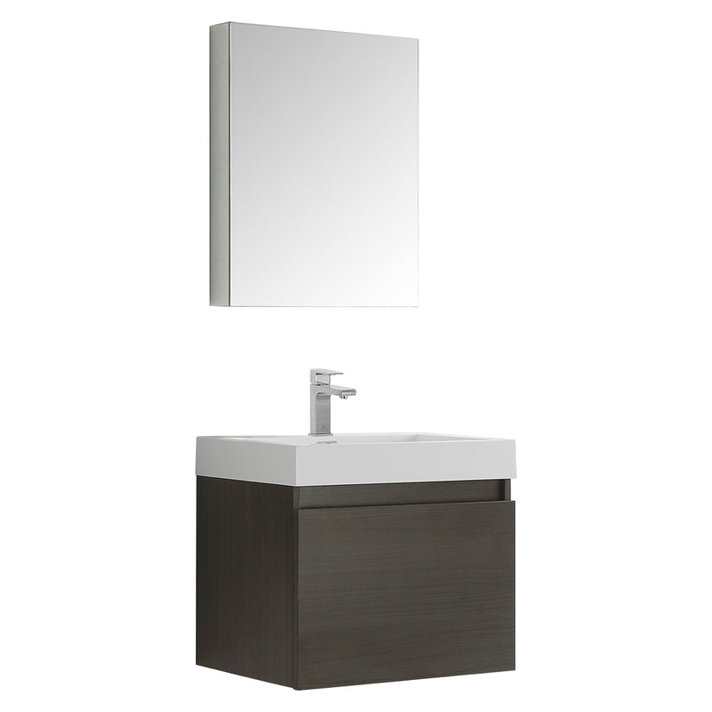 Fresca Nano 24" Gray Oak Modern Bathroom Vanity w/ Medicine Cabinet FVN8006GO