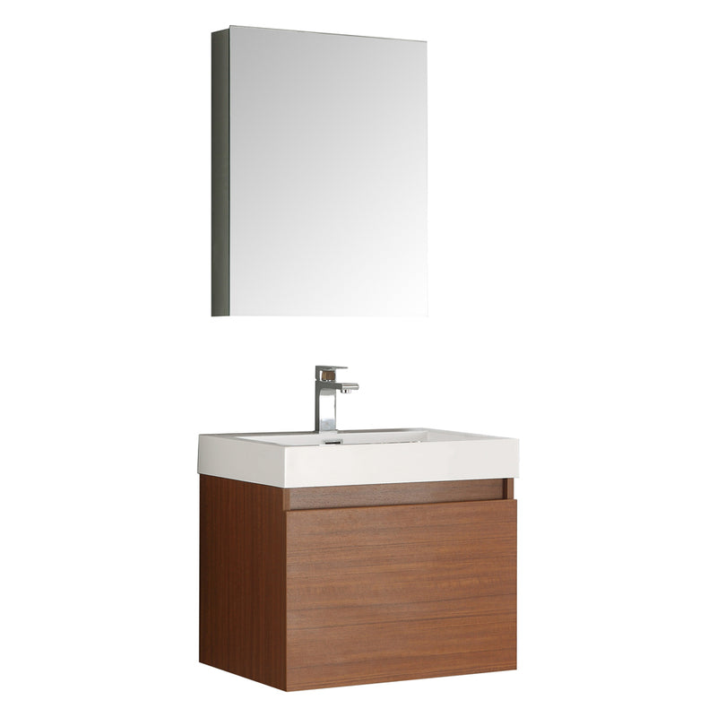 Fresca Nano 24" Teak Modern Bathroom Vanity w/ Medicine Cabinet FVN8006TK