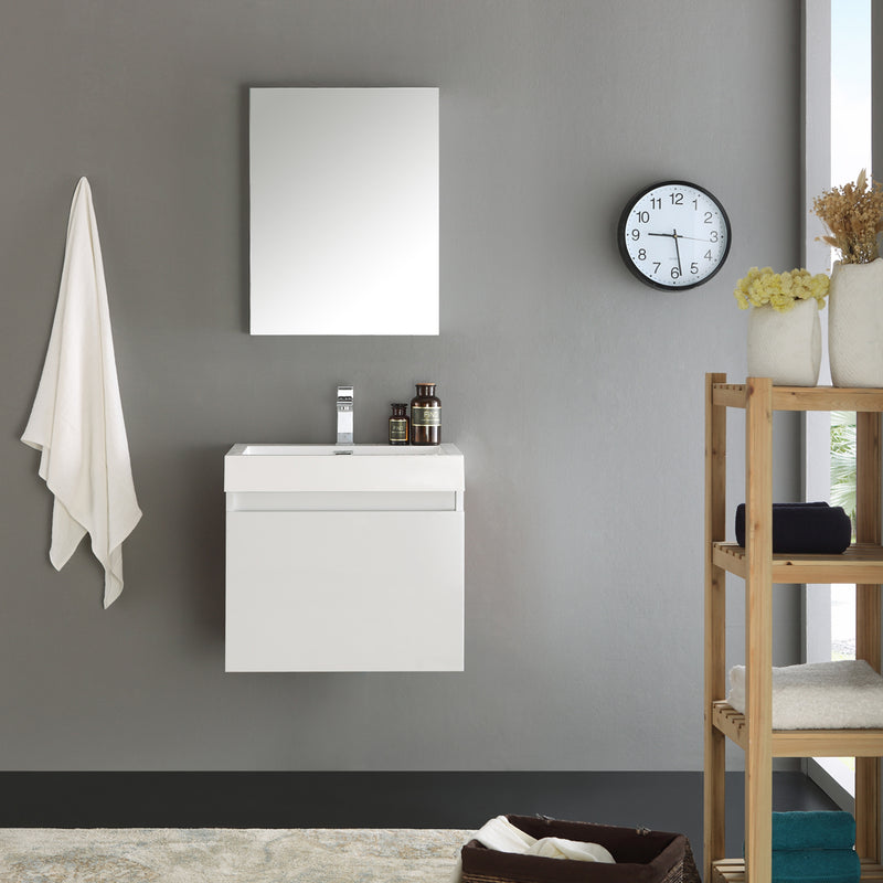 Fresca Nano 24" White Modern Bathroom Vanity with Medicine Cabinet FVN8006WH