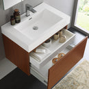 Fresca Mezzo 30" Teak Wall Hung Modern Bathroom Vanity with Medicine Cabinet FVN8007TK