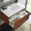 Fresca Mezzo 36" Teak Wall Hung Modern Bathroom Vanity with Medicine Cabinet FVN8008TK