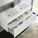 Fresca Mezzo 48" White Wall Hung Double Sink Modern Bathroom Vanity with Medicine Cabinet FVN8012WH