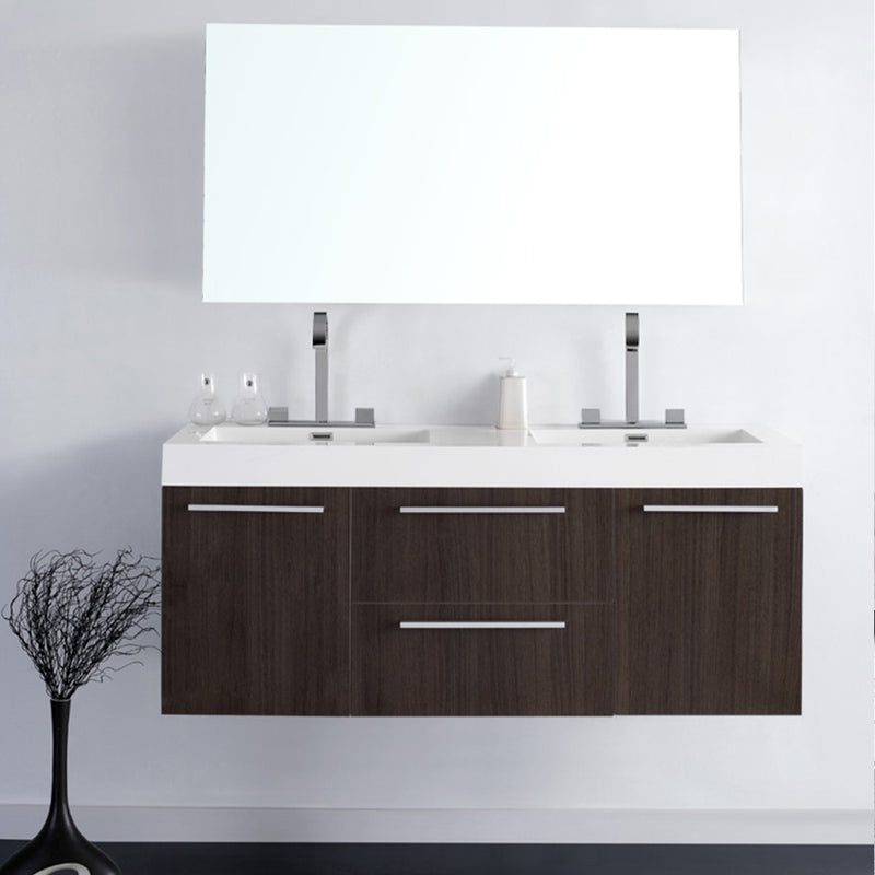 Fresca Opulento 54" Gray Oak Modern Double Sink Bathroom Vanity with Medicine Cabinet FVN8013GO