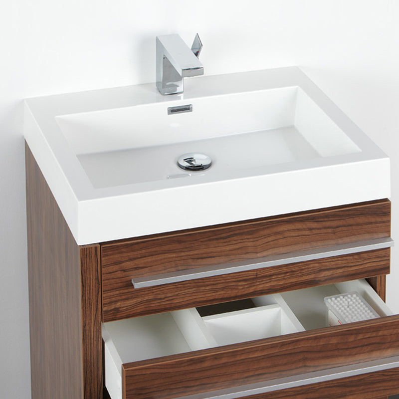 Fresca Livello 24" Walnut Modern Bathroom Vanity with Medicine Cabinet FVN8024GW