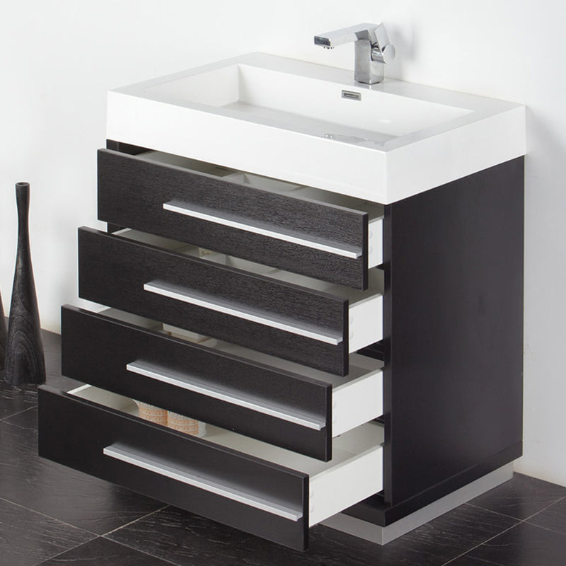 Fresca Livello 30" Black Modern Bathroom Vanity with Medicine Cabinet FVN8030BW