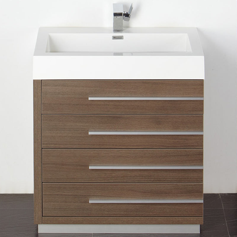 Fresca Livello 30" Gray Oak Modern Bathroom Vanity with Medicine Cabinet FVN8030GO