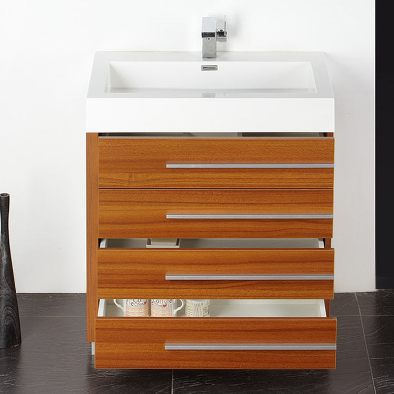 Fresca Livello 30" Teak Modern Bathroom Vanity with Medicine Cabinet FVN8030TK