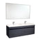 Fresca Largo 57" Black Modern Bathroom Vanity w/ Wavy Double Sinks FVN8040BW