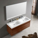 Fresca Largo 57" Teak Modern Bathroom Vanity with Wavy Double Sinks FVN8040TK