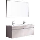 Fresca Largo 57" White Modern Bathroom Vanity w/ Wavy Double Sinks FVN8040WH