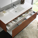 Fresca Mezzo 60" Teak Wall Hung Single Sink Modern Bathroom Vanity with Medicine Cabinet FVN8041TK