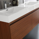 Fresca Mezzo 60" Teak Wall Hung Double Sink Modern Bathroom Vanity with Medicine Cabinet FVN8042TK