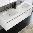 Fresca Mezzo 60" White Wall Hung Double Sink Modern Bathroom Vanity with Medicine Cabinet FVN8042WH