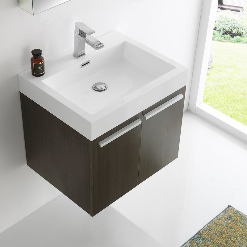 Fresca Alto 23" Gray Oak Wall Hung Modern Bathroom Vanity with Medicine Cabinet FVN8058GO