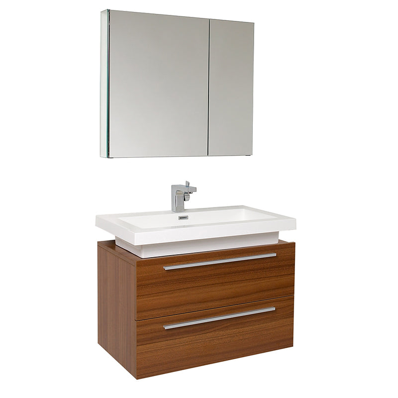 Fresca Medio 32" Teak Modern Bathroom Vanity w/ Medicine Cabinet FVN8080TK