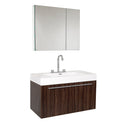 Fresca Vista 36" Walnut Modern Bathroom Vanity w/ Medicine Cabinet FVN8090GW