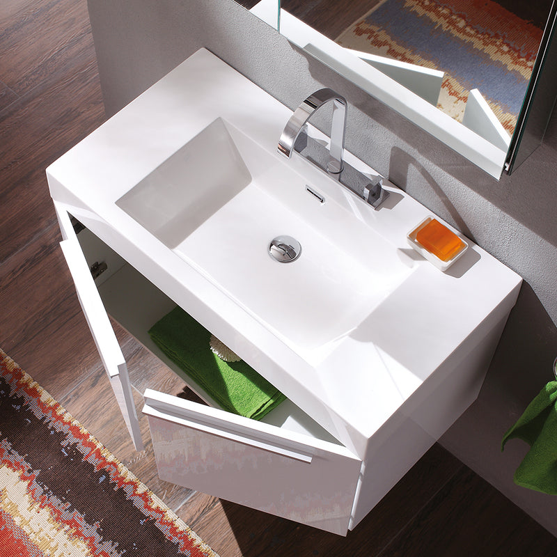 Fresca Vista 36" White Modern Bathroom Vanity with Medicine Cabinet FVN8090WH