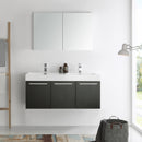 Fresca Vista 48" Black Wall Hung Double Sink Modern Bathroom Vanity with Medicine Cabinet FVN8092BW-D