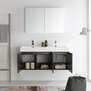 Fresca Vista 48" Gray Oak Wall Hung Double Sink Modern Bathroom Vanity with Medicine Cabinet FVN8092GO-D