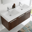 Fresca Vista 48" Walnut Wall Hung Double Sink Modern Bathroom Vanity with Medicine Cabinet FVN8092GW-D