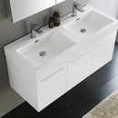 Fresca Vista 48" White Wall Hung Double Sink Modern Bathroom Vanity with Medicine Cabinet FVN8092WH-D