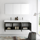 Fresca Vista 60" Black Wall Hung Double Sink Modern Bathroom Vanity with Medicine Cabinet FVN8093BW-D