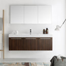 Fresca Vista 60" Walnut Wall Hung Single Sink Modern Bathroom Vanity with Medicine Cabinet FVN8093GW