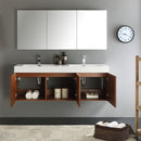 Fresca Vista 60" Teak Wall Hung Double Sink Modern Bathroom Vanity with Medicine Cabinet FVN8093TK-D