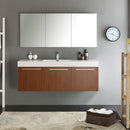 Fresca Vista 60" Teak Wall Hung Single Sink Modern Bathroom Vanity with Medicine Cabinet FVN8093TK