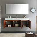 Fresca Vista 60" Teak Wall Hung Single Sink Modern Bathroom Vanity with Medicine Cabinet FVN8093TK