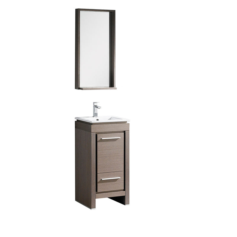 Fresca Allier 16" Gray Oak Modern Bathroom Vanity w/ Mirror FVN8118GO