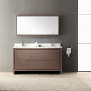 Fresca Allier 60" Gray Oak Modern Double Sink Bathroom Vanity with Mirror FVN8119GO