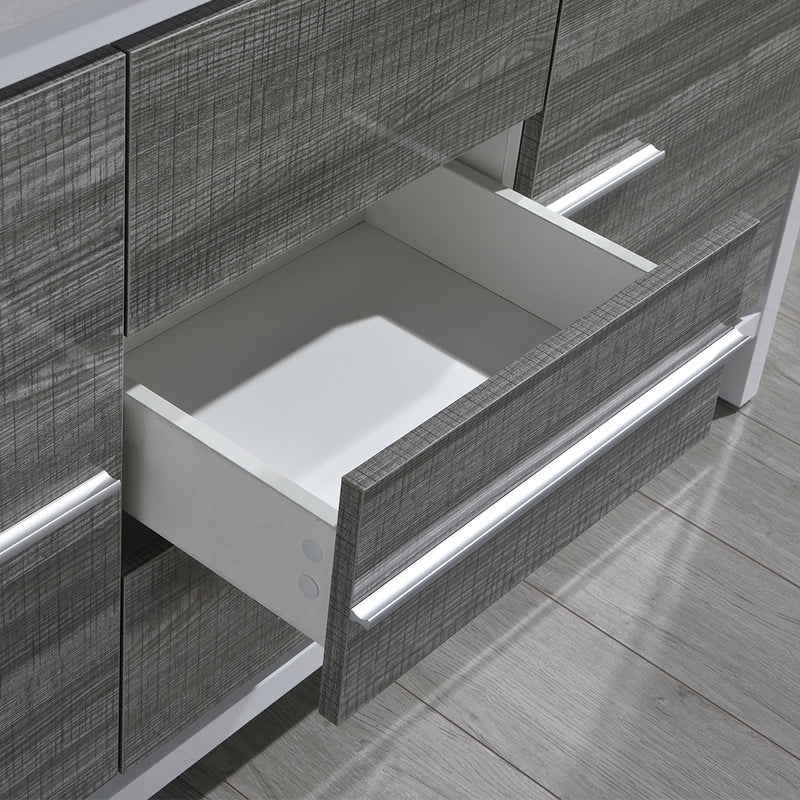 Fresca Allier Rio 60" Ash Gray Double Sink Modern Bathroom Vanity with Medicine Cabinet FVN8119HA