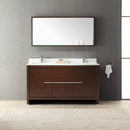 Fresca Allier 60" Wenge Brown Modern Double Sink Bathroom Vanity with Mirror FVN8119WG