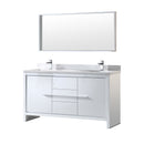 Fresca Allier 60" White Modern Double Sink Bathroom Vanity w/ Mirror FVN8119WH