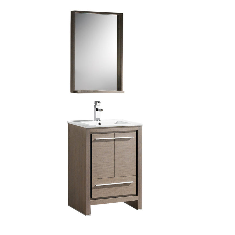 Fresca Allier 24" Gray Oak Modern Bathroom Vanity w/ Mirror FVN8125GO