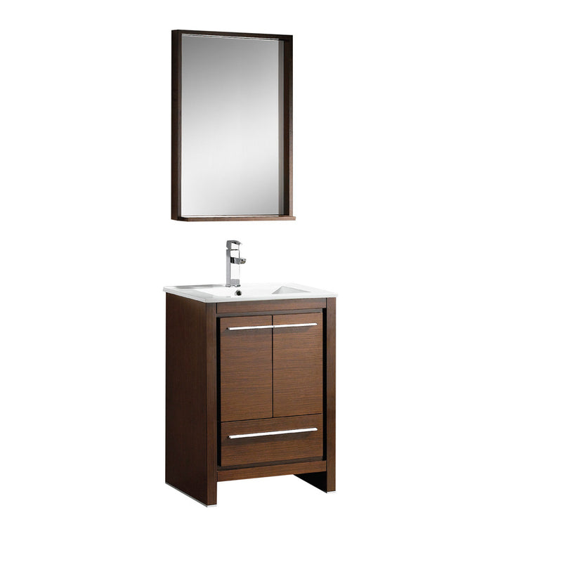 Fresca Allier 24" Wenge Brown Modern Bathroom Vanity w/ Mirror FVN8125WG